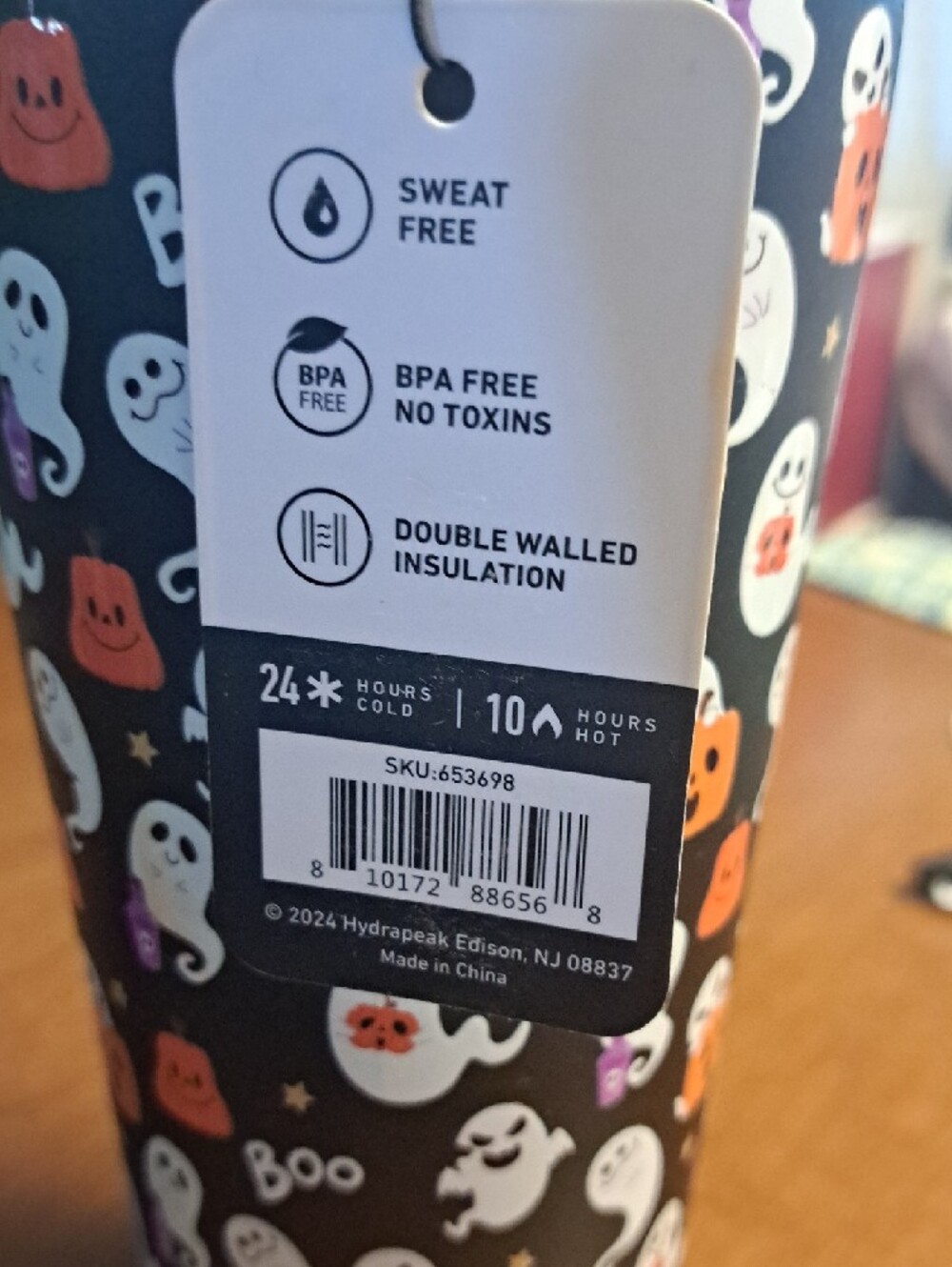 Halloween Ghost & Pumpkin Travel Tumbler - Black - Picture 4 of 4